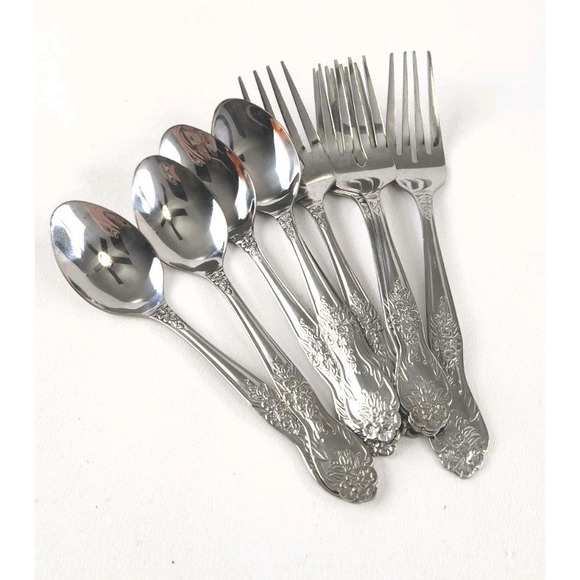 Rogers Stainless Steel Love Joy Pattern Flatware 10 Piece Lot Spoons Forks Repla - Picture 2 of 14